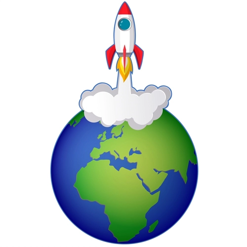 Space Explorers Theme Rocket Launch Transparent Sticker